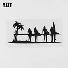 YJZT 15,2 см x 6,3 см Виниловая наклейка на автомобиль закат океана для девочек, Волна серфинга, чернаясеребристая, 8A-0824