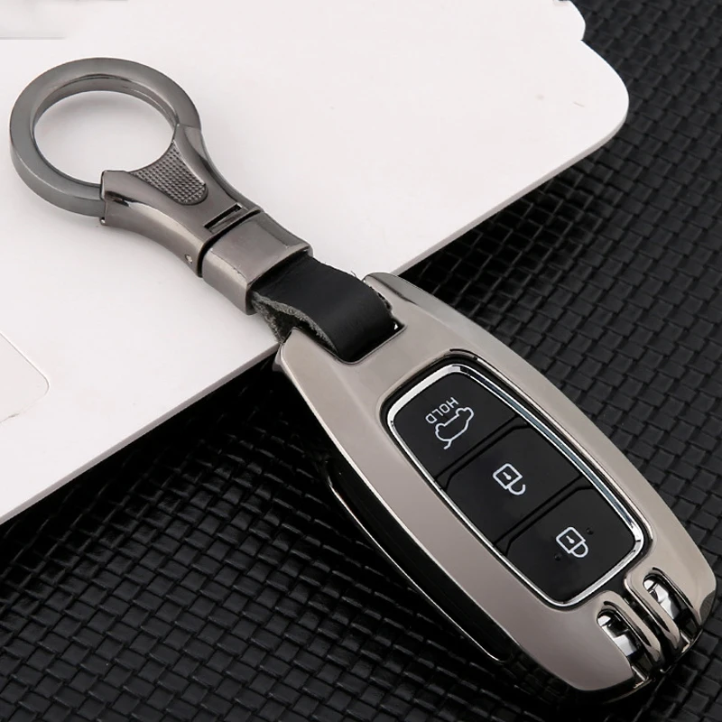 

Подходит для Hyundai IX35 серебряный или серый цинковый сплав смарт 3 кнопки Автомобильный ключ защитный корпус большое кольцо металлическая дек...
