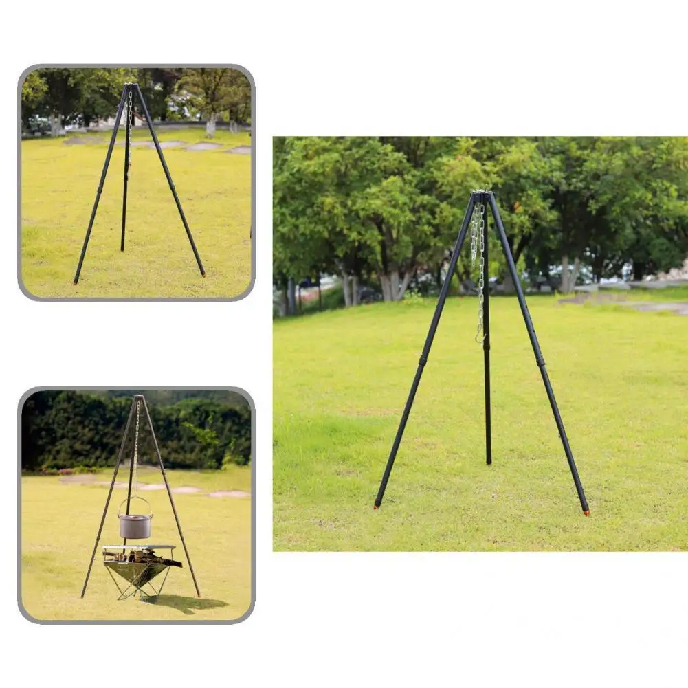 

Accessory Useful Campfire Cooking Dutch Oven Tripod Nickel Chromium Steel Triangle Support Stand Anti Slip for Fishing