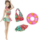 Модный сексуальный женский купальник бикини с глубоким V-образным вырезом + 1 розовый купальный круг Одежда для куклы Барби аксессуары детские игрушки