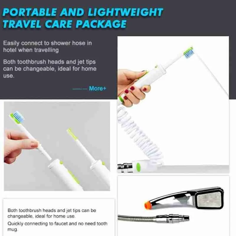 

Portable Dental Flusher Set Toothbrush Cordless Oral Irrigator Water Flosser 2 In 1 Teeth Cleaner Spa Tooth Sprinkler Toothbrush