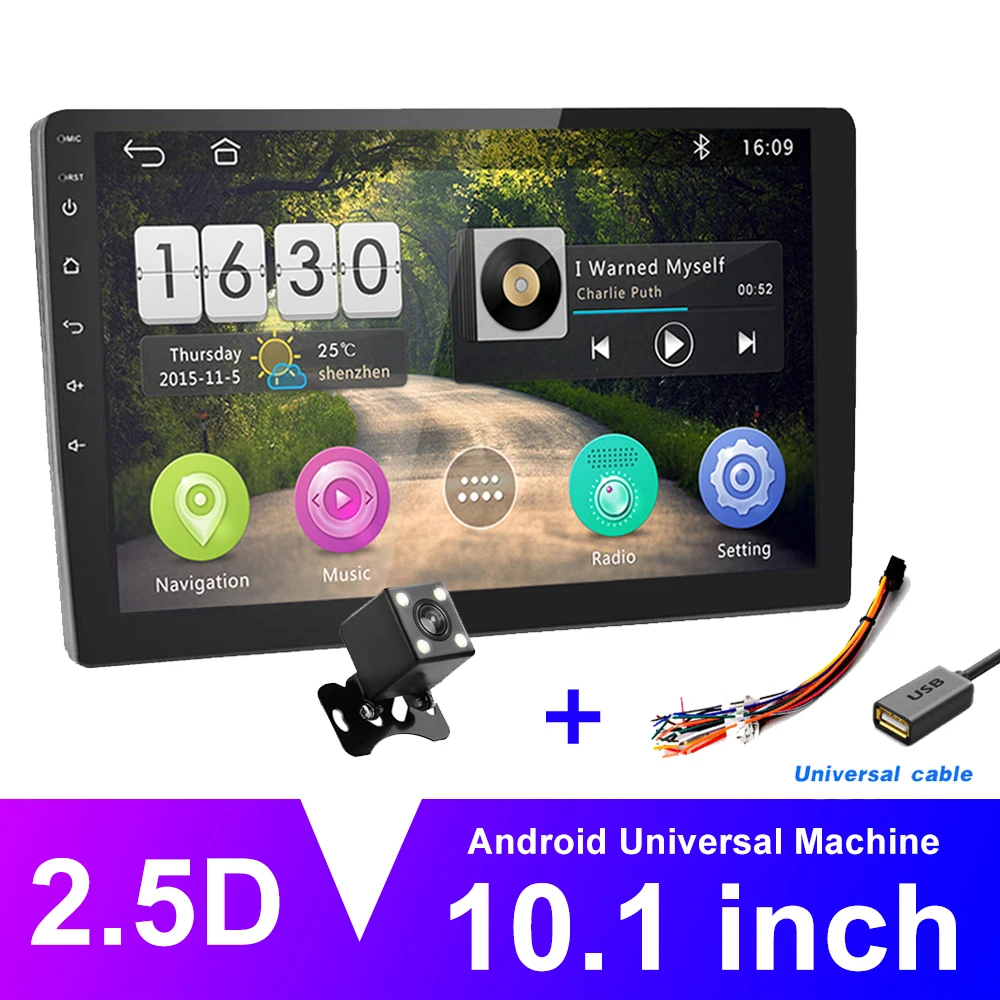 With 4 Led Camera AMPrime Android автомобильный радиоприемник 10," 2 Din Автомобильный мультимедийный 2G+ 16G Авто Стерео Gps WiFi навигация Bluetooth видео плеер камера заднего вида - Цвет: With 4 Led Camera