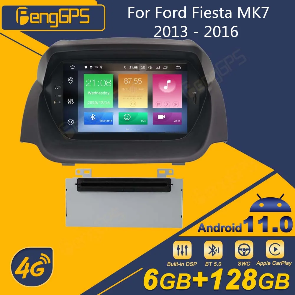Per Ford Fiesta MK7 2012 - 2016 Autoradio Android 2Din ricevitore Stereo Autoradio Multimedia lettore DVD GPS Navi PX6 schermo unità