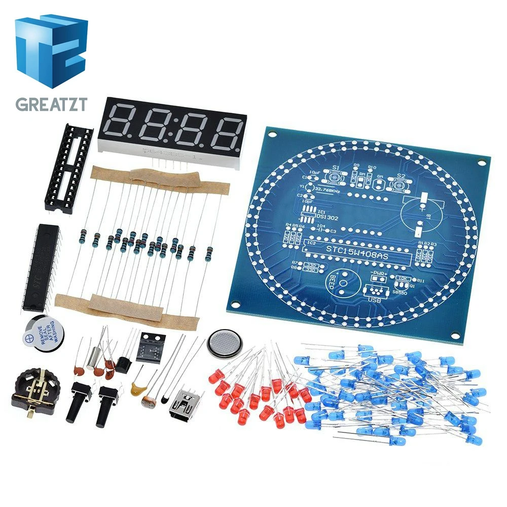 Вращающийся светодиодный дисплей GREATZT DS1302 будильник электронные часы модуль