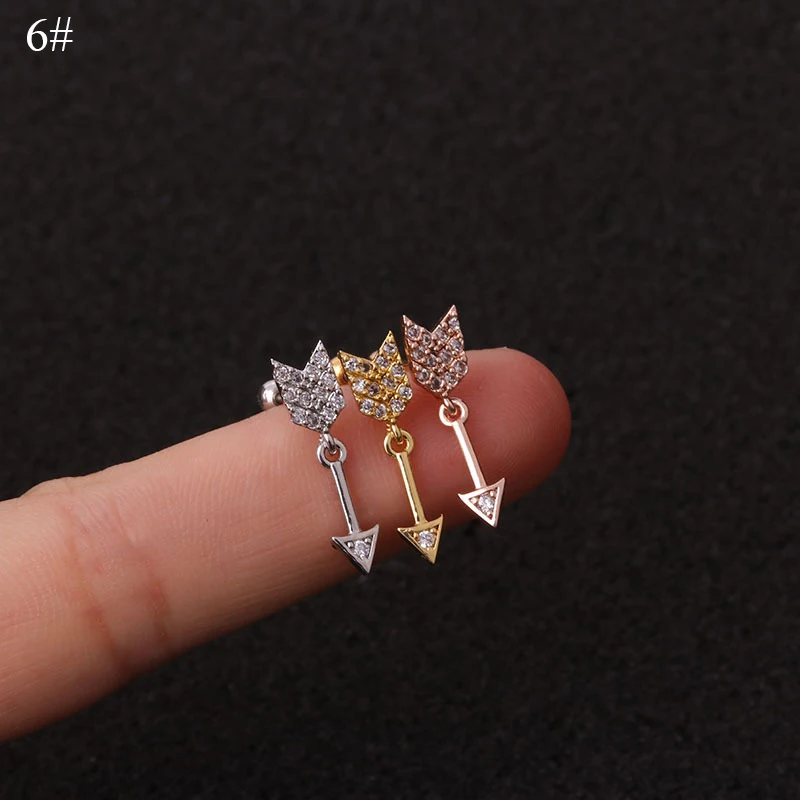 Длинные серьги из нержавеющей стали Tragus Шпильки Цветы розовое золото серебро