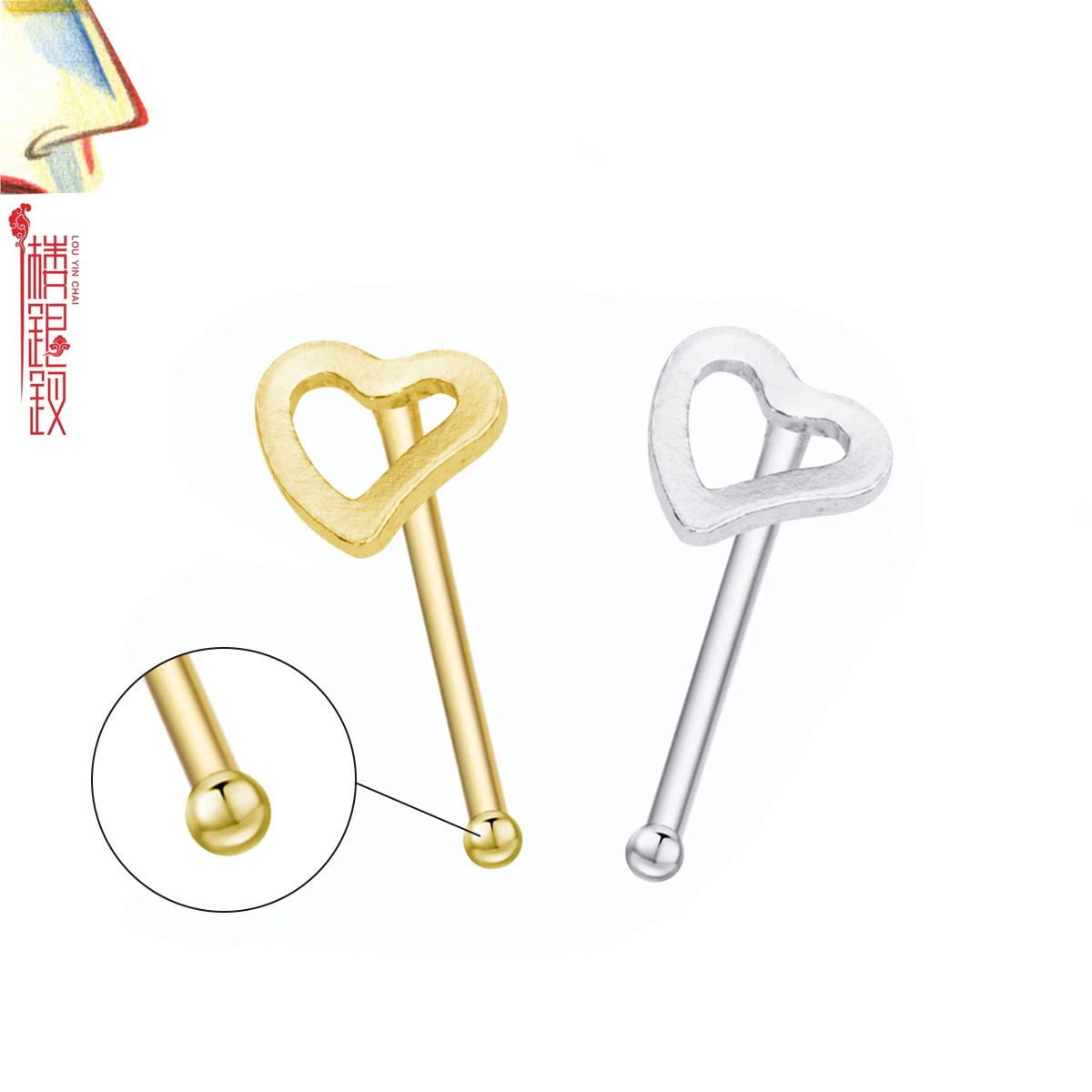 

пирсинг в нос пирсинг для носа украшения для пирсинга пирсинг обманка на нос пирсинг нос ювелирные изделия Серьги-гвоздики в форме сердца, н...