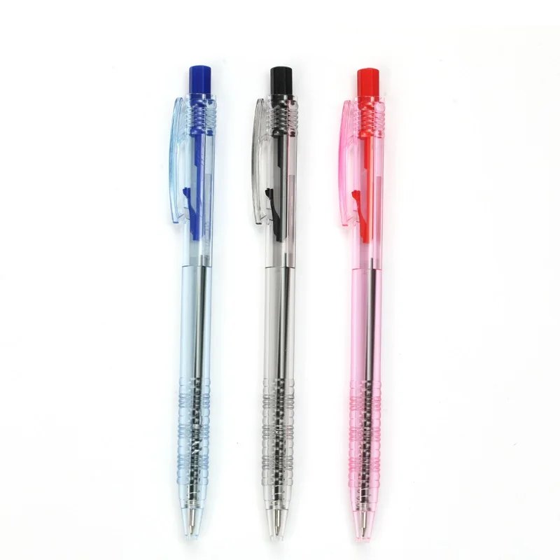 6 шт. щелчкового типа Хорошая офисная шариковая ручка прозрачный корпус черный