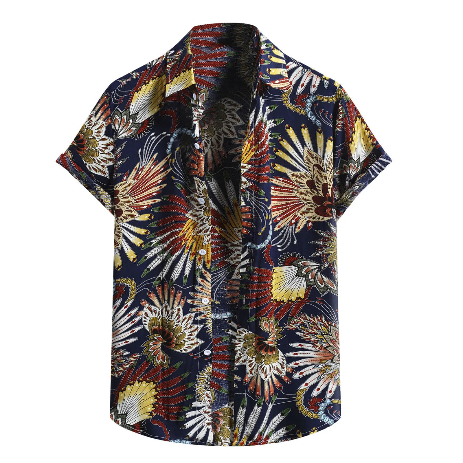 

Гавайская Мужская рубашка с коротким рукавом, рабочая блузка с цветочным принтом, повседневная хлопковая льняная рубашка, лето