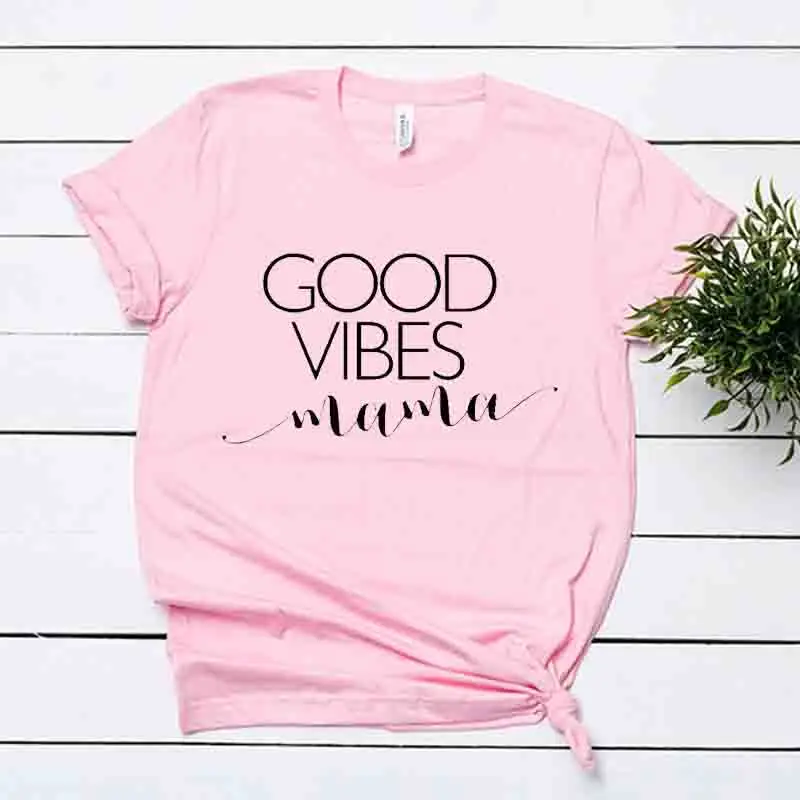 Женская футболка с надписью Good Vibes Mama в уличном стиле забавные модные женские