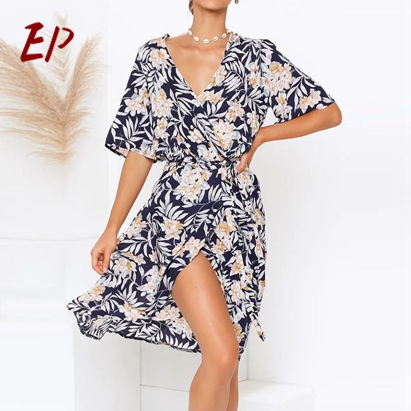 

EP Summer 2020 Boho Dress Women Floral Vintage Sexy Clothes Party Dresses For Women Elegant Tulle Chiffon Soft Girl