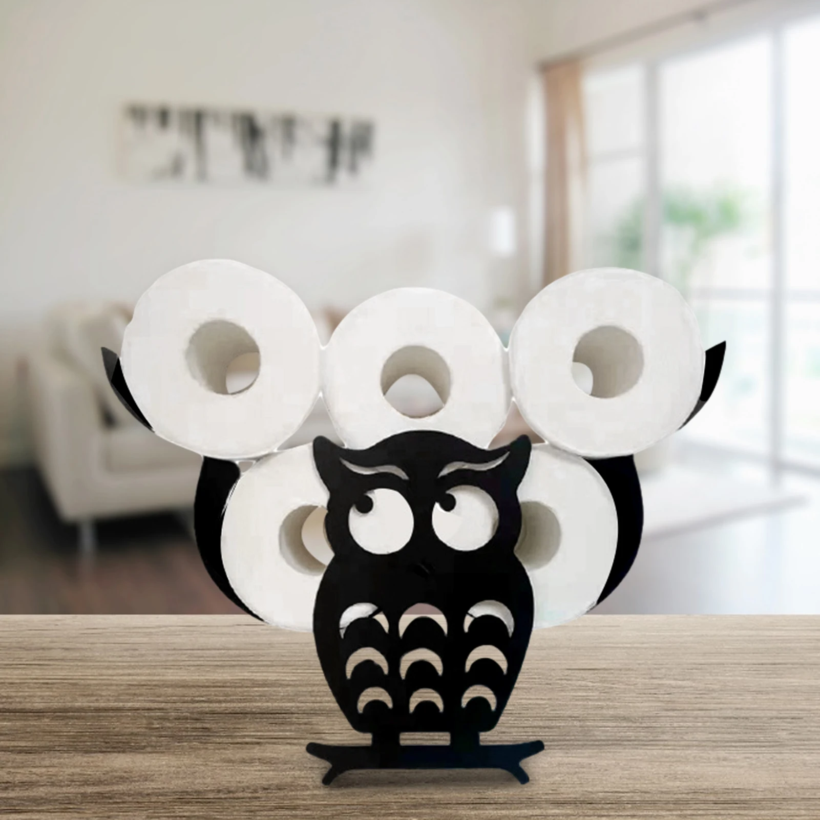 

Cute Owl Toilet Paper Roll Holder Durable Metal Toilet Paper Wall Mounted Tissue Storage Shelf For Bathroom
