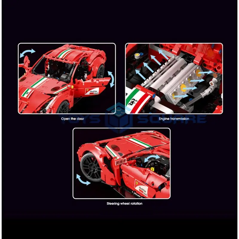 

The 1:10 Remote Control Red F12 Super Speed Sports Racing Car Model Building Blocks Bricks Set Gifts Toys For Children