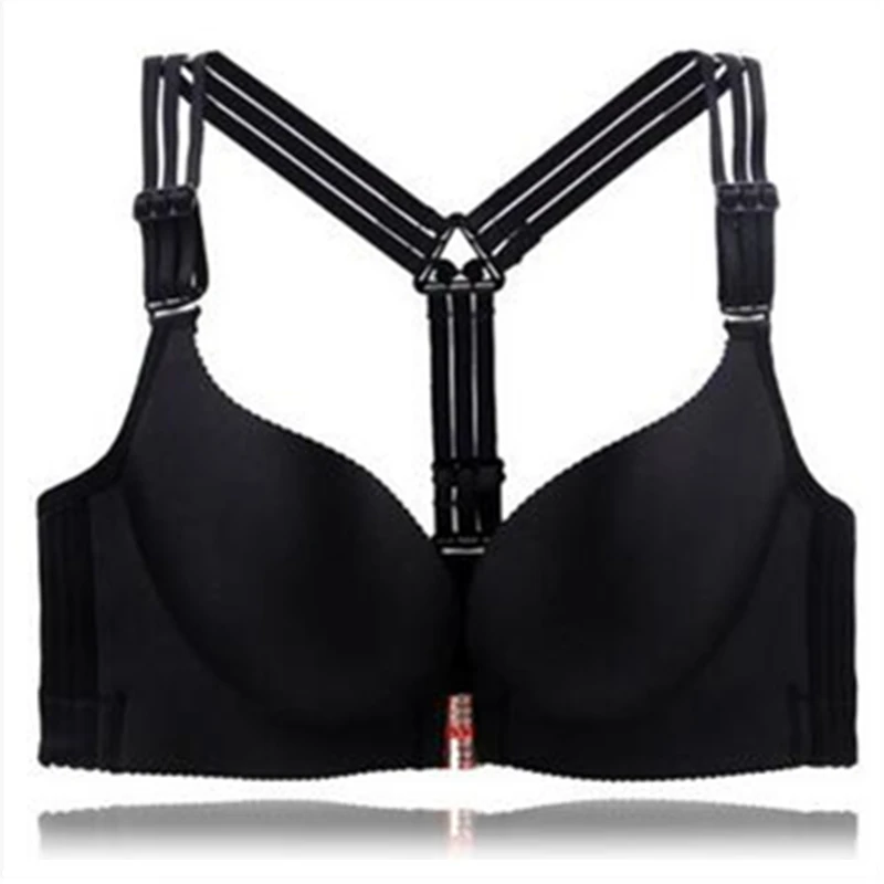 Черный сексуальный бюстгальтер пуш ап размера плюс женский с застежкой спереди