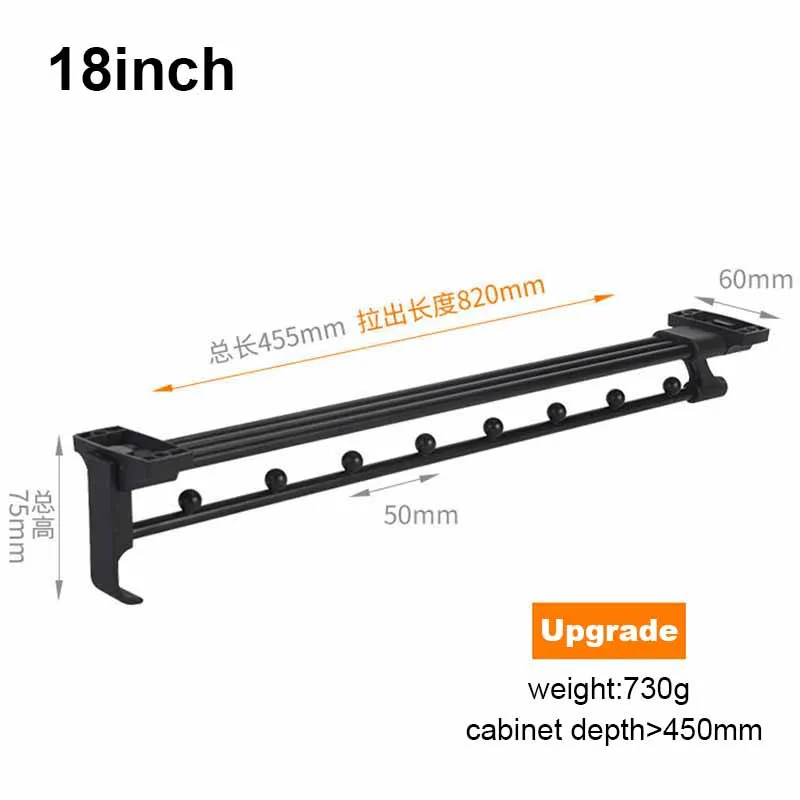 

10"-18" Duty Retractable Closet Pull Out Rod Wardrobe Clothes Hanger Rail Towel Ideal for Closet Organizer