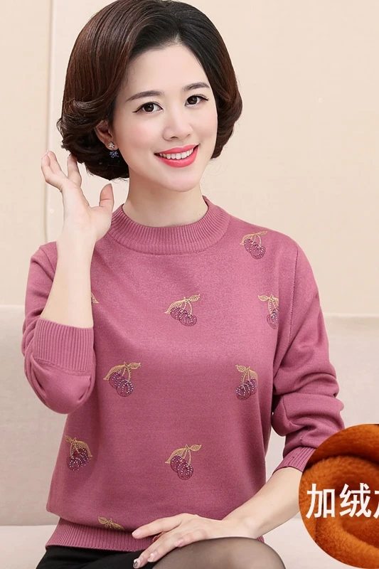 

2020 Middle-aged women's autumn and winter plus cashmere thick mother fitted sweater large size loose hedging sweater
