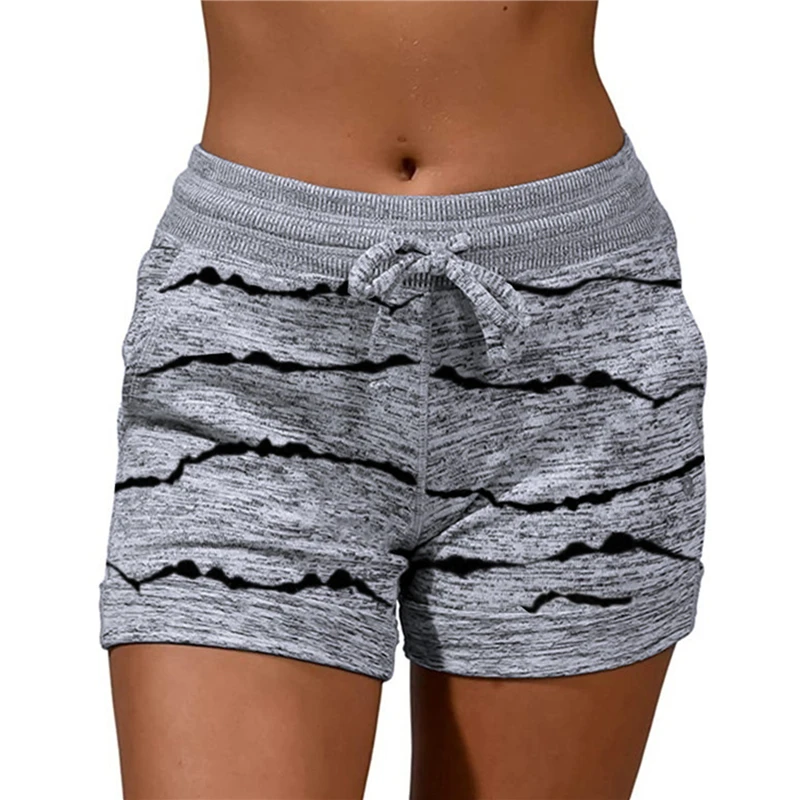 

Women New Shorts High Waist 2021 Summer Shorts Beach Fashion Casual Shorts Striped Quick Drying Drawstring Pockets Sport Shorts