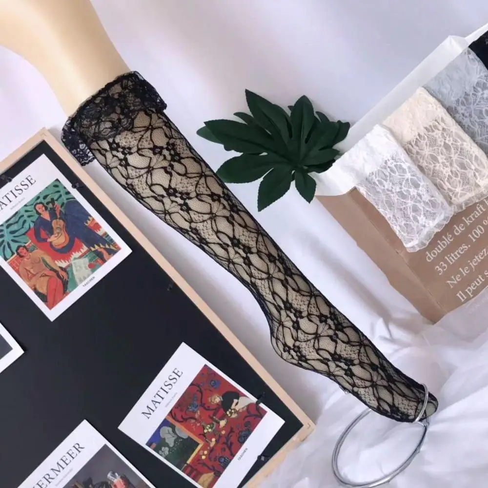 Женские сексуальные черные весенне-летние Прозрачная сетка кружевные носки