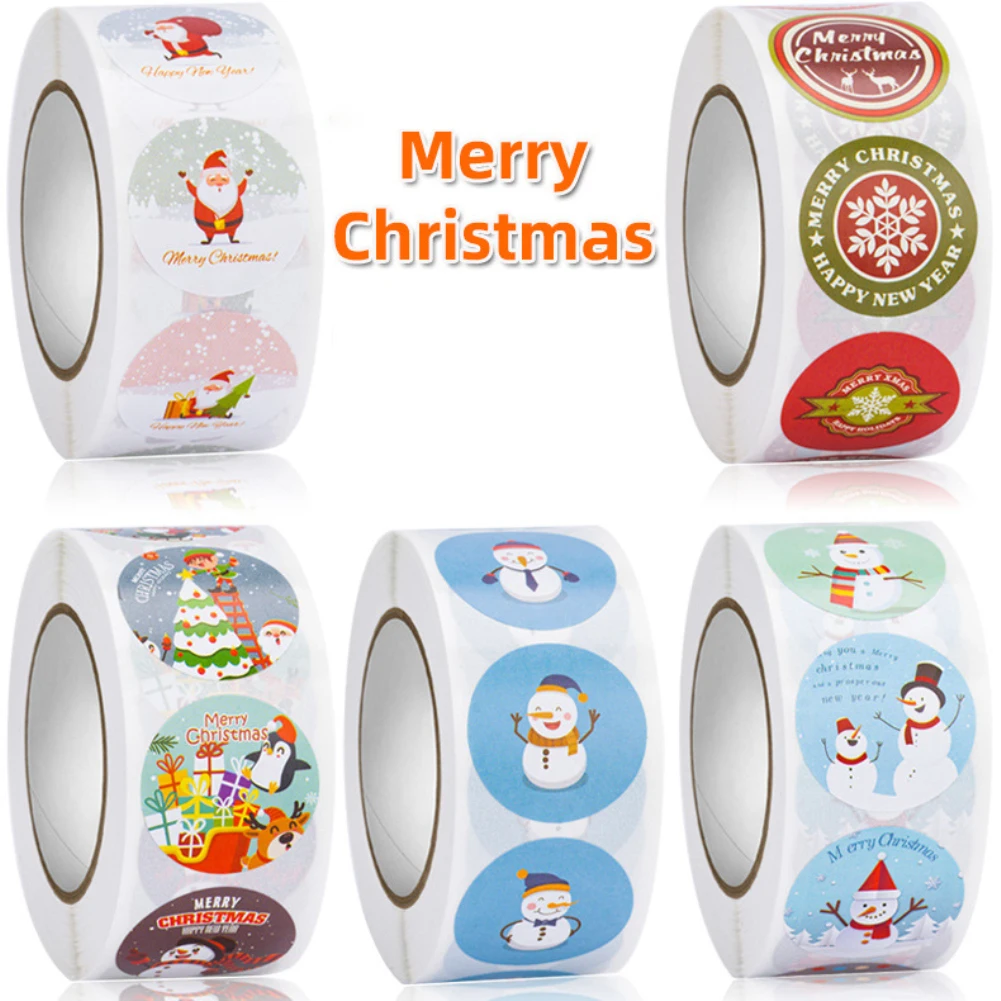 

2022 New Merry Christmas Sticker Cute Santa Claus Christmas Tree Decoration Sticker Packaging Gift Box Label Gift Decoration