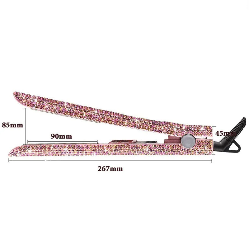 Профессиональный с украшением в виде кристаллов выпрямитель утюжок для волос