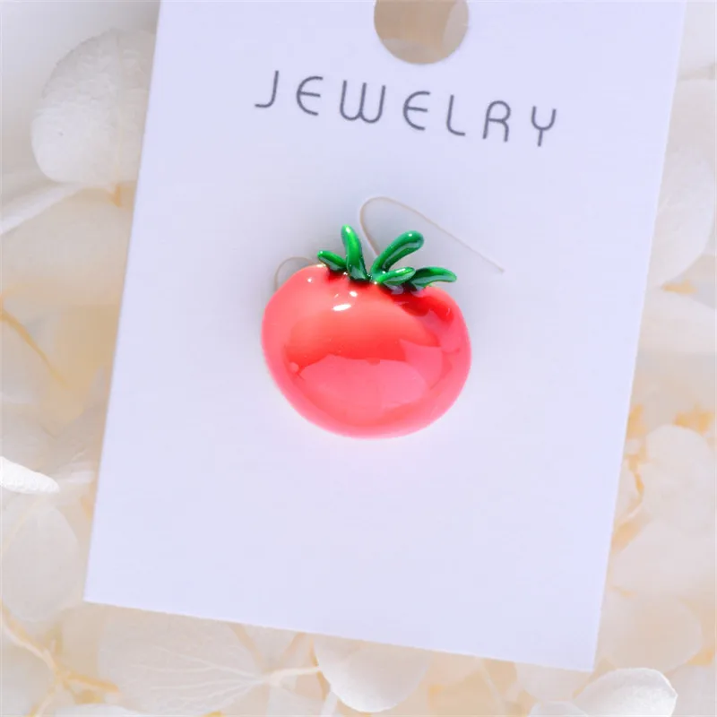 Милая Красная брошь в виде томатов для женщин маленькая булавка на воротник