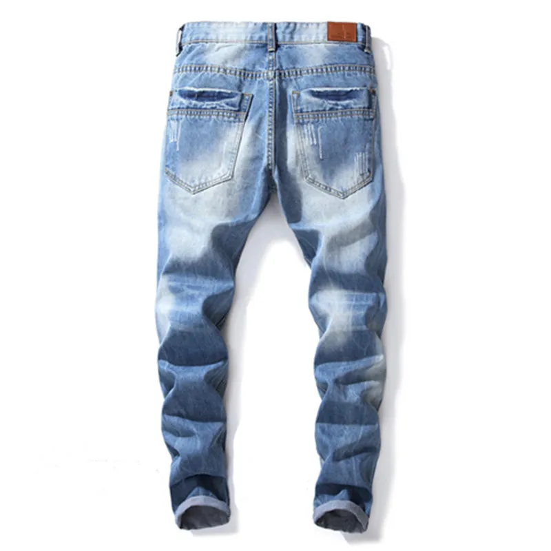 

Spring Summer New Men Ripped Denim Trousers Fashion Casual Men's Jeans Slim Skinny Pencil Pants 2021