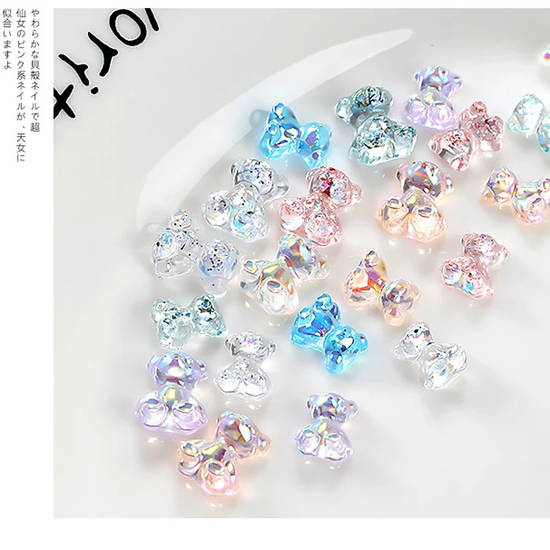 50 шт./лот полимерный медведь любовь сердце украшение для ногтей Стразы