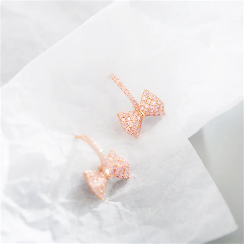 

Fashion Girly Pink Bow Earrings Sweet and Fresh Niche Women's Holiday Gifts Jewelry Wholesale