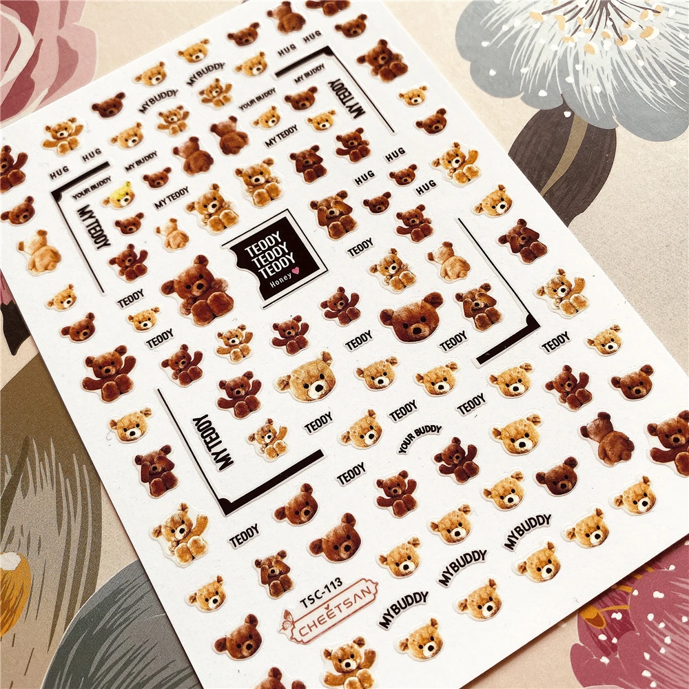 

TSC-111-112-113 Bear teddy 3D Back glue Nail decal Nail sticker Nail decoration Nail art Nail tool Nail ornament
