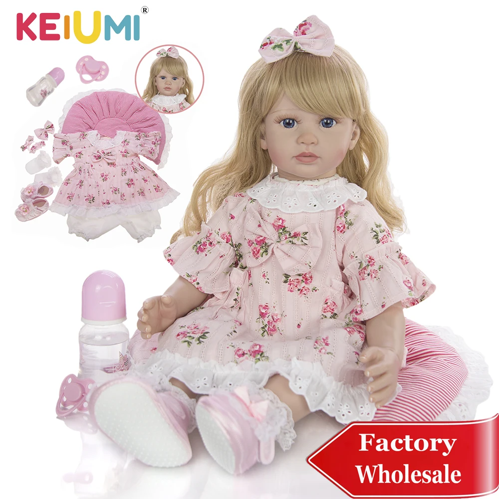 Кукла реборн для девочек тканевая нательная кукла 60 см с длинными золотыми