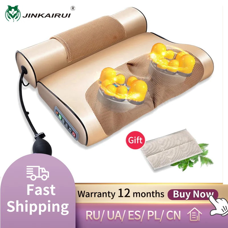 

JinKaiRui Multifunctional Cervical Traction Massage Pillow Detachable Wormwood Hot Compress Moxibustion Therapy Relieve Health