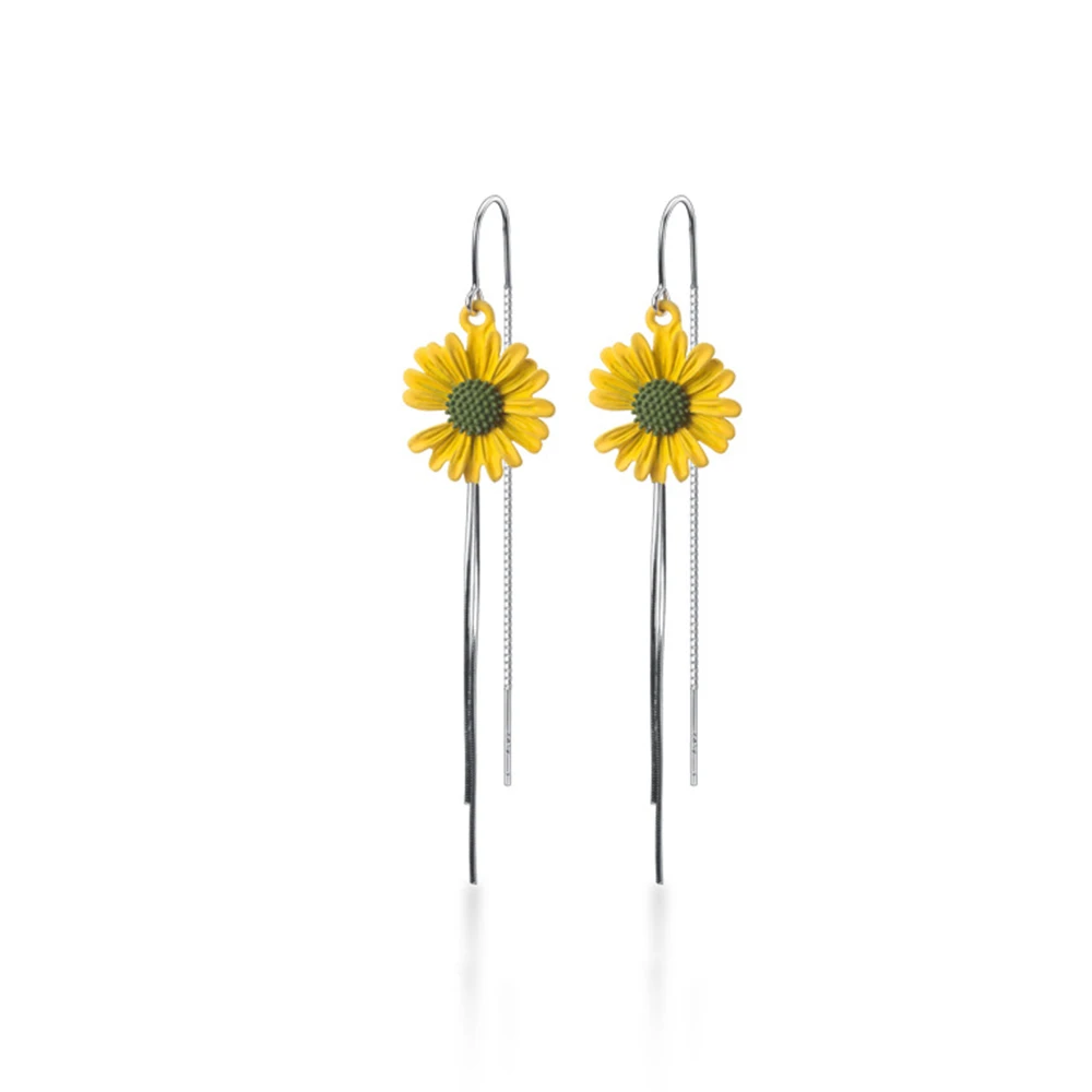 

New Design Korean Version Of 925 Sterling Silver Ear Hook Trend Small Fresh Sun Flower Earrings Vibrant Women's Fashion Jewelry