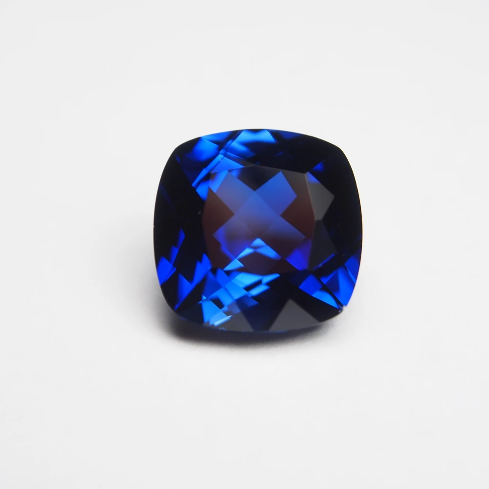 

10*10mm 5 cts 1 Piece Lab Creat sapphire stone Royal Blue loose gemstone Cushion Cut sapphire ring earring for gift