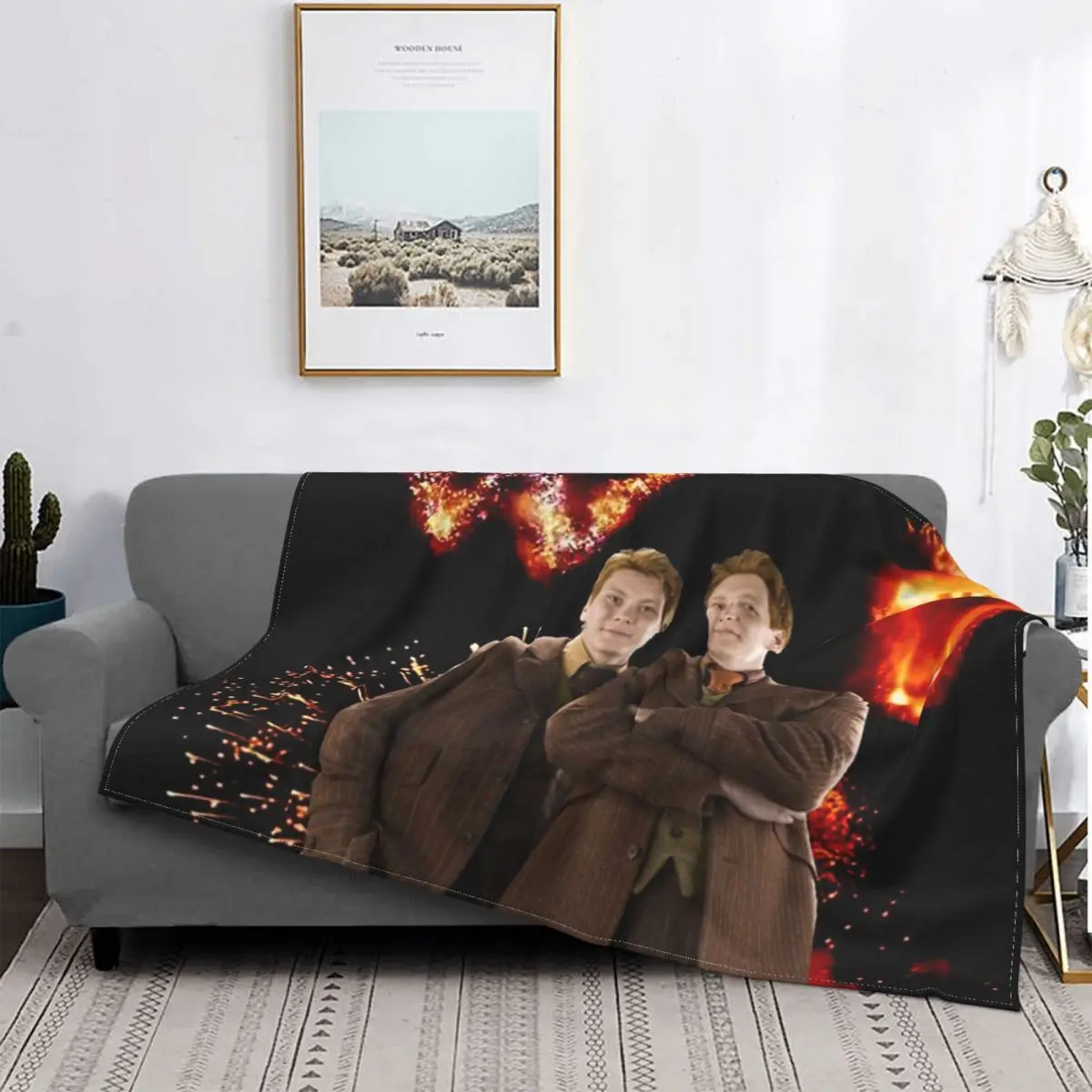 

Funda de edredón a cuadros para cama, cobertor de toalla a cuadros para pícnic, con diseño de Tain y George Weasley, 1 manta