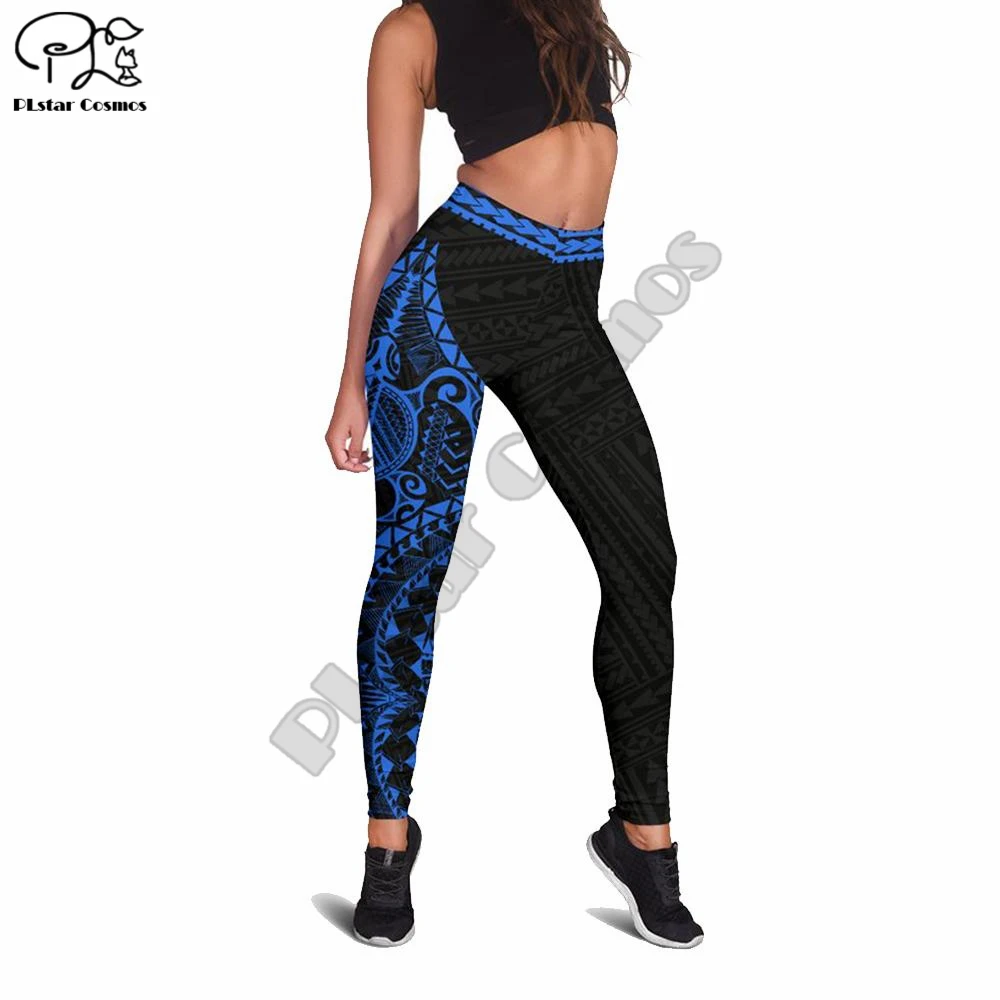 

PLstar Cosmos High Elasticity Polynesian Printed Fashion Slim Fit Legging Workout Trousers Casual Pants Women Leggings Style-1