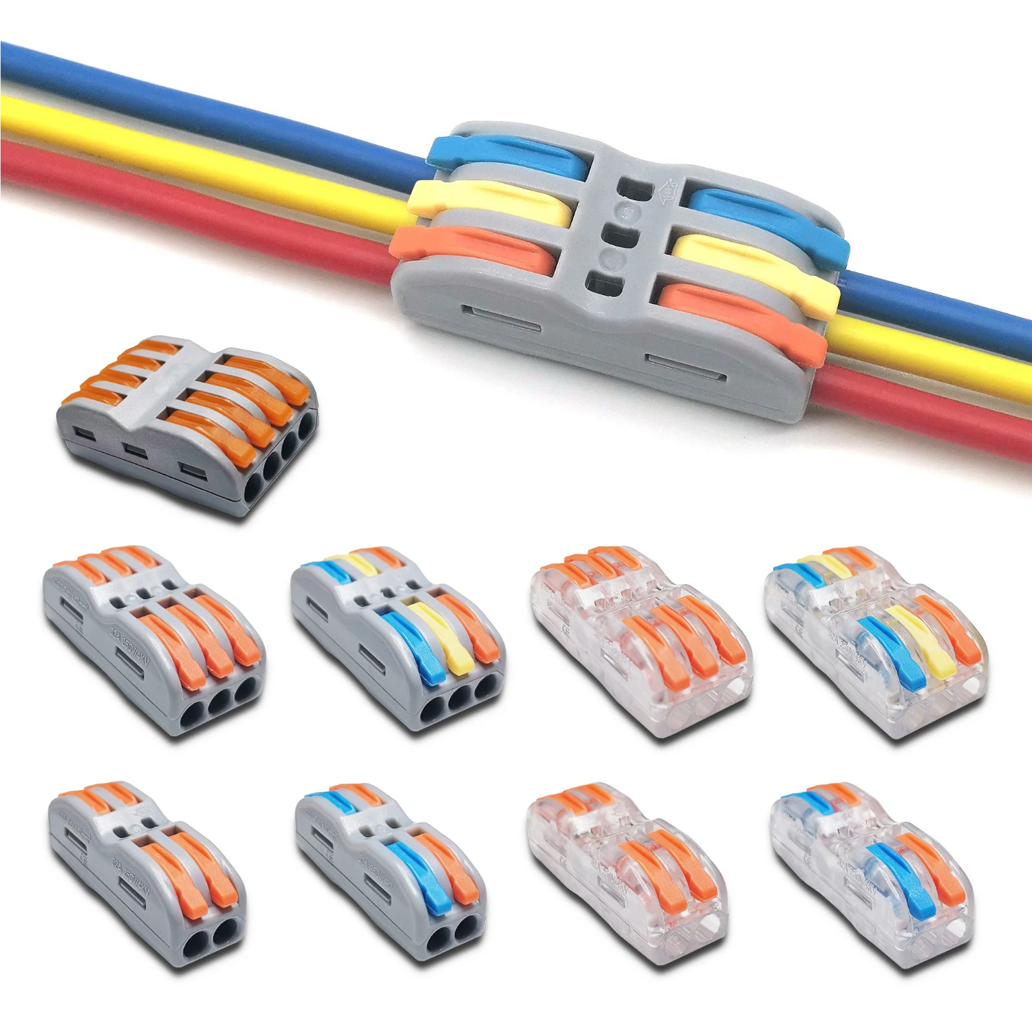 

Mini Fast Wire Cable Connectors Universal Compact Conductor Spring Splicing Wiring Connector Push-in Terminal Block 422 SPL-2/3