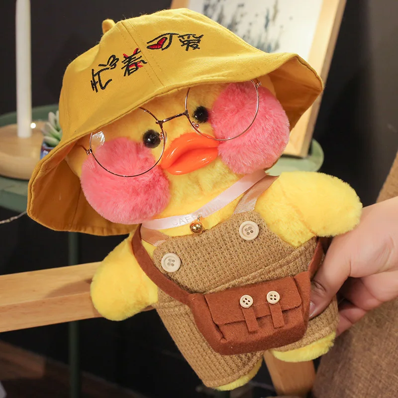 30cm Cartoon LaLafanfan Cafe Yellow Duck Plush Toy Stuffed Soft Kawaii Duck Doll Animal Pillow Girl Birthday Gift for Children