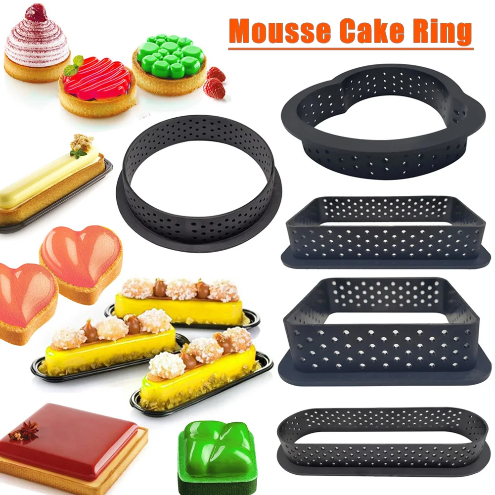 

8pcs Cake Mold Mousse Circle Cutter Decorating Tool French Dessert DIY Perforated Ring Non Stick Bakeware THJ99