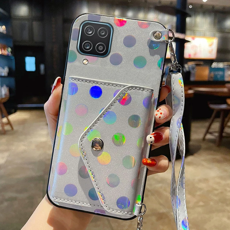 

For Samsung A52 Case leather Lanyard Necklace Strap wallet Cord Slot flip Cover Armor for Galaxy A32 5G A72 A12 M80S Phone Cases