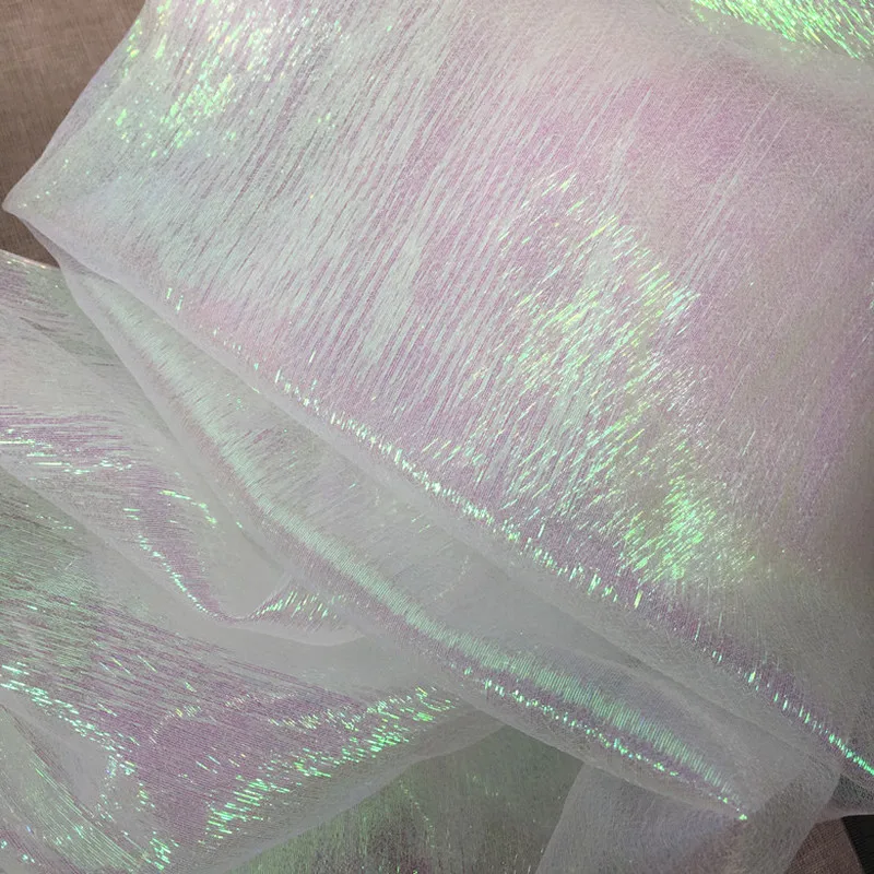 GLace 3Y/лот красочный лазер Розовый Блестящий сетчатый стрейч ткань для платья