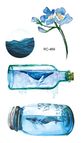 Татуировка переводная Временная водостойкая цветная наклейка в виде морского