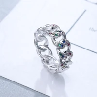 funmode trendy hip hop punk zircon ring cuban link chain wedding ring for women men finger ring wholesale fr48
