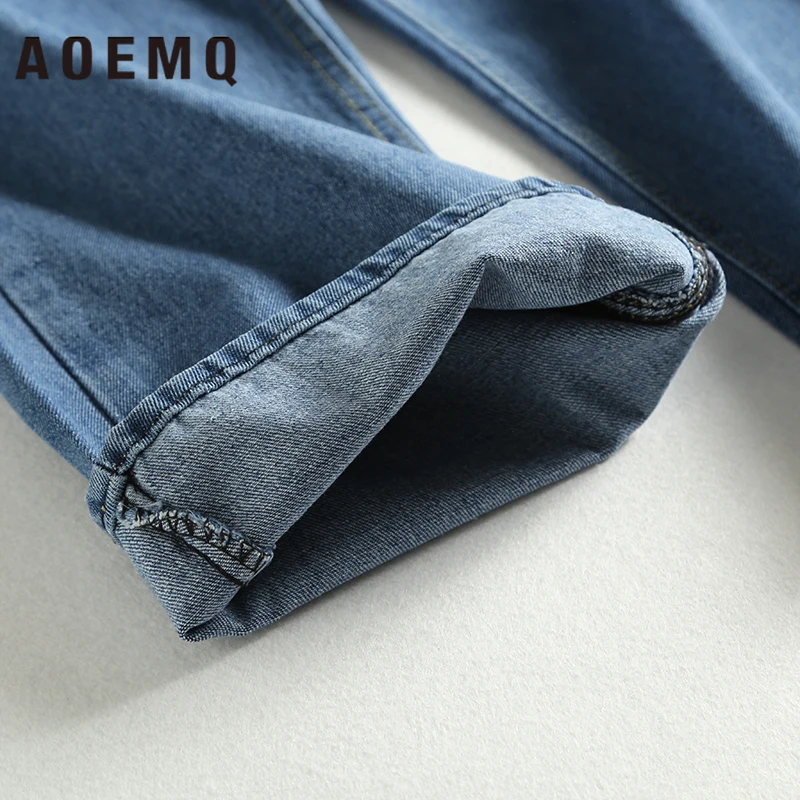 Женские шаровары AOEMQ повседневные синие джинсы с высокой талией свободные штаны