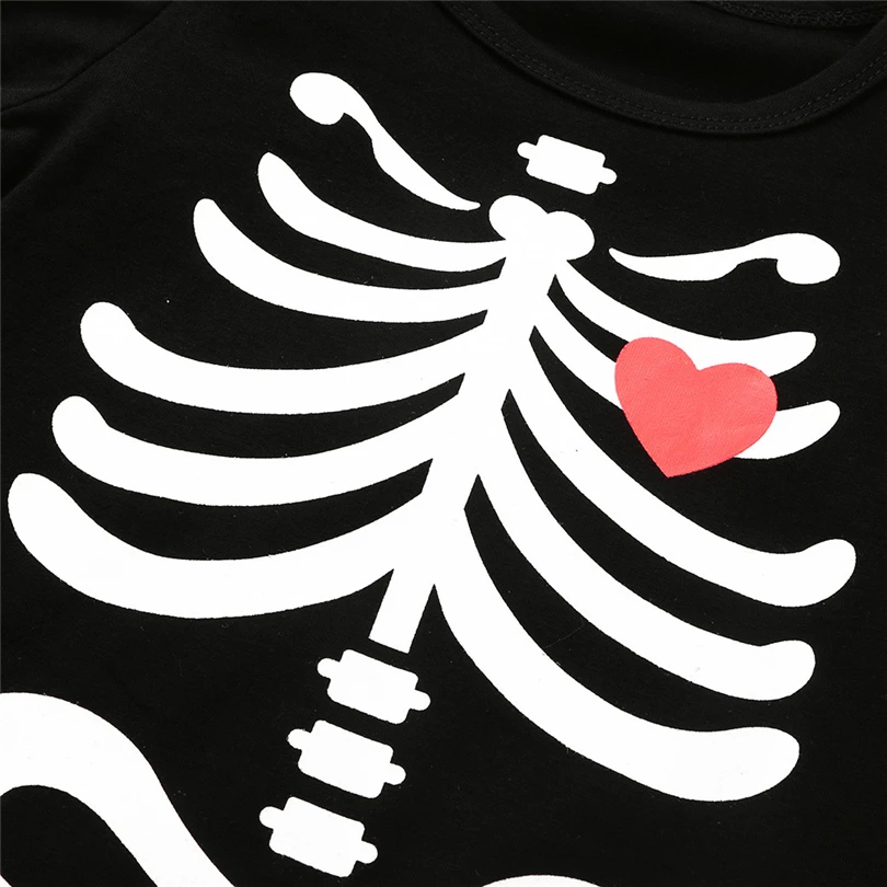 

Halloween Newborns Romper Baby Boys Girls Fashion Bone Printed Long Sleeve Jumpsuit Infant Clothes + Hat Set Outfits 0-24M A20