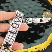 crystal love motif hot fix rhinestones iron on stickers tape ribbon for clothes bags shoes decorated sewing