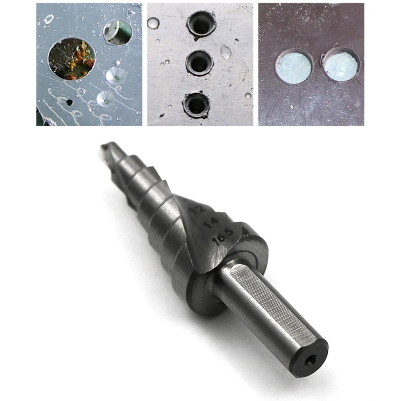 

4-16.5mm Triangle Shank Step Drill Spiral Metals Platic Multiple Hole Drill Tool W0YF