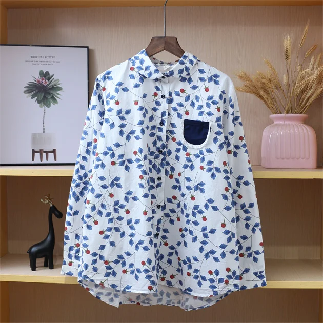 Винтажная блузка в японском стиле с воротником Питер Пэн рубашка длинным рукавом