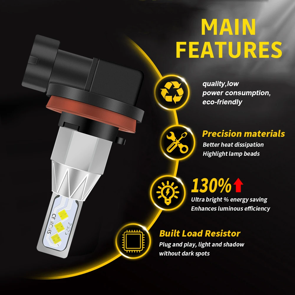 

NEW Car H4 LED Headlight Bulb H7 H11 H16 9005 9006 50W 3800LM/Set Super Bright 6000K White Replacement Fog Lights Auto Lamps