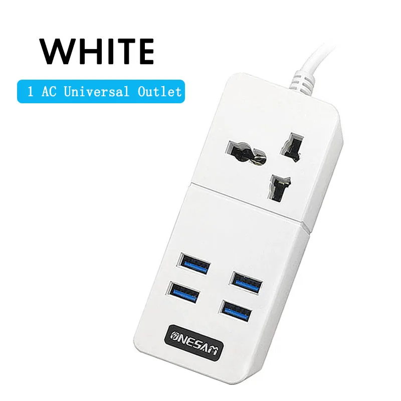 1AC Outlet white Силовая лента, 4 порта usb, быстрое зарядное устройство, умная Домашняя электроника, универсальная розетка, розетка для ЕС, США, Великобритании, Австралии, розетка, адаптер, евровилка - Цвет: 1AC Outlet white
