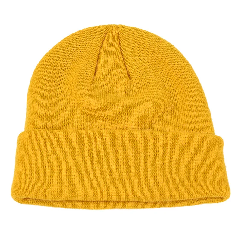 BUTTERMERE Skullies Beanies зимняя шапка для мужчин и женщин корейская мода теплая однотонная оранжевая желтая красная синяя черная Повседневная вязаная шапка - Цвет: yellow