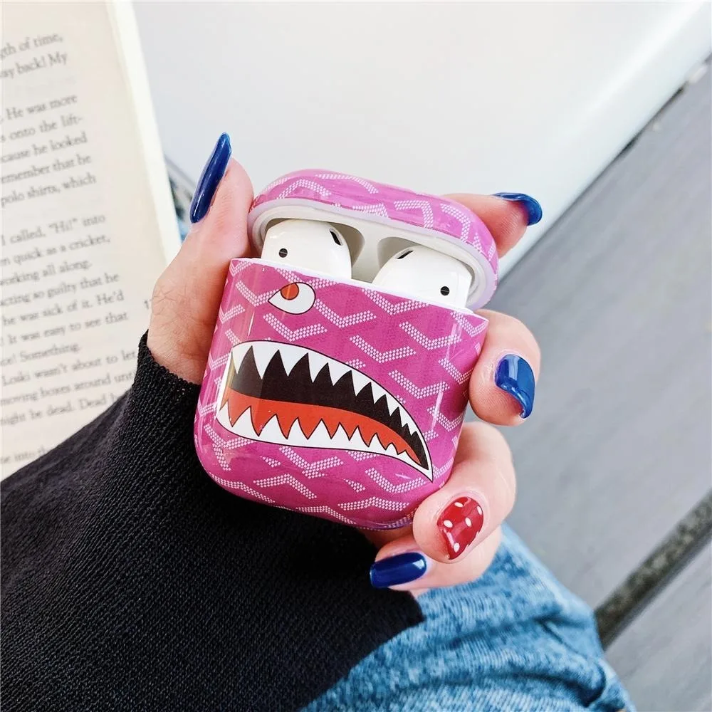 Модный бренд большой рот Акула Роскошный Жесткий Чехол для Apple Airpods 1/2